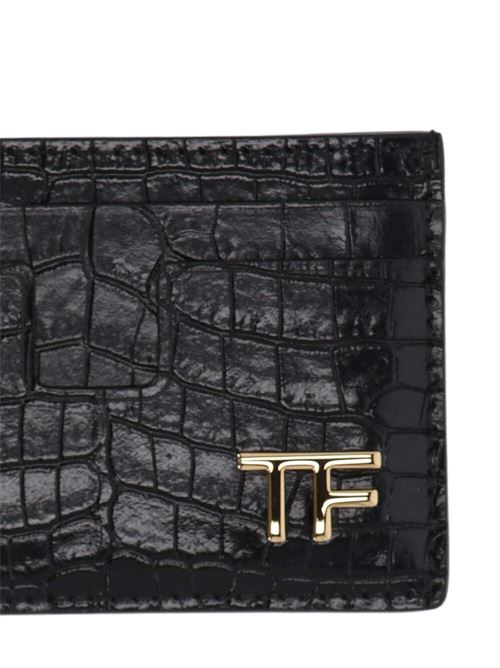 Black calf leather embossed men's cardholder Tom Ford | YT232LCL168G1N001